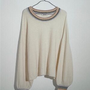 Madewell’s rainbow trim gladwell balloon sleeve pullover sweater!